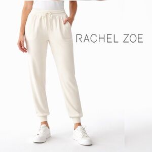RACHEL ZOE Drawstring Cream Luxe Lounge Jogger Pants, Size XL